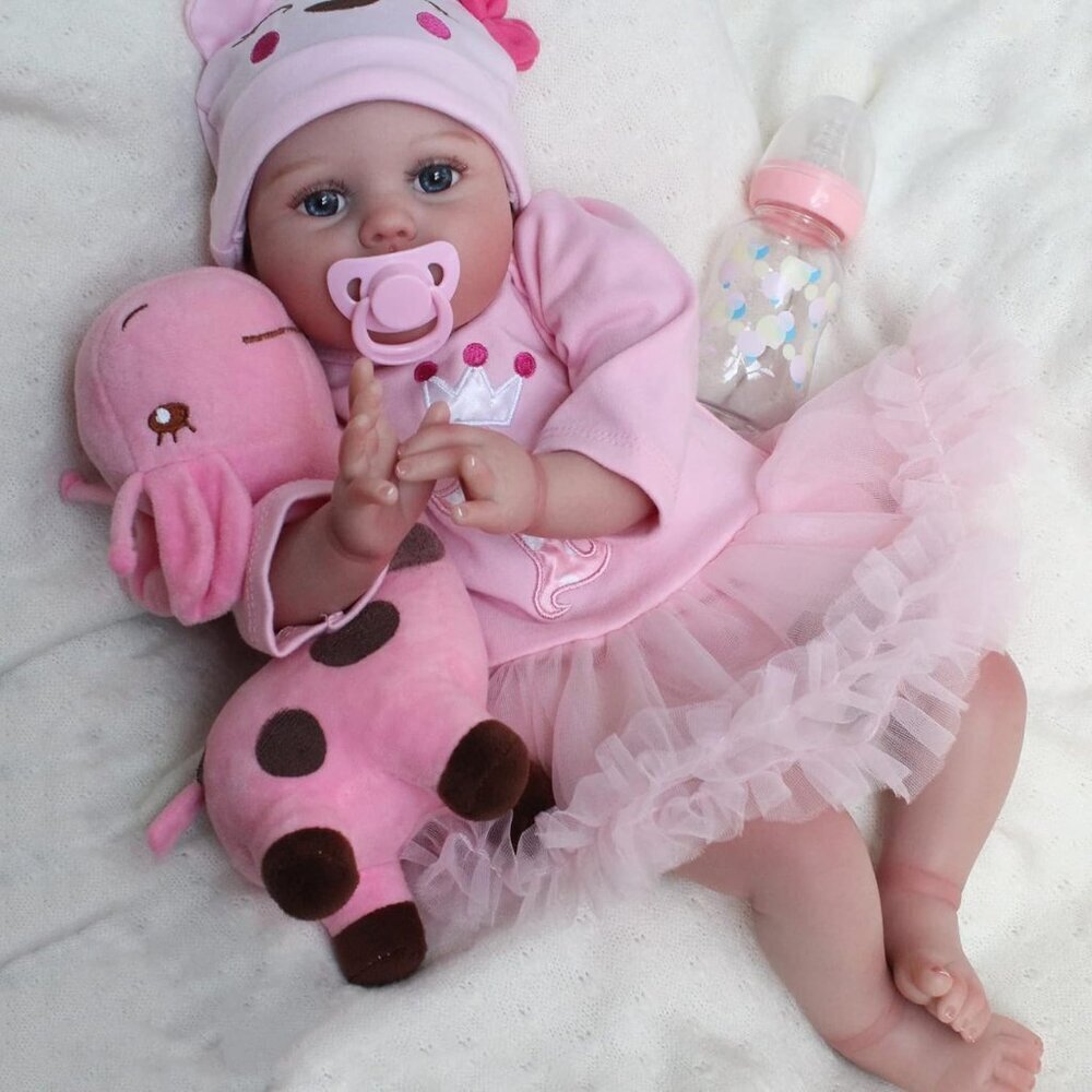 🆕22Inch Soft Cloth Body Newborn Baby Poseable Limbs Lucy Doll Reborn Baby Girl